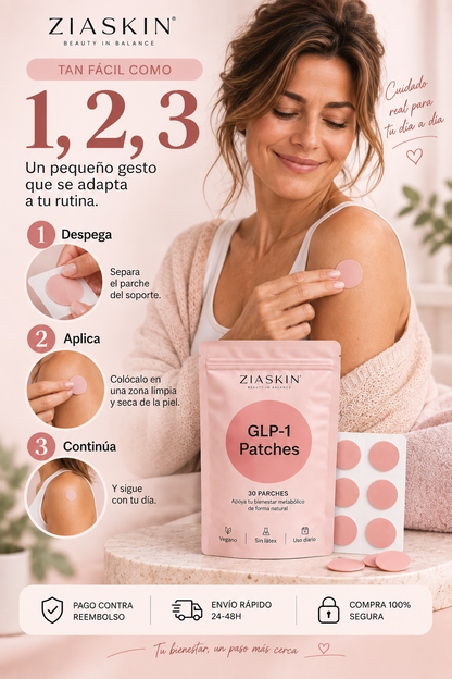 Ziaskin GLP-1 Patches. Controla tus antojos. Cuida tu metabolismo.